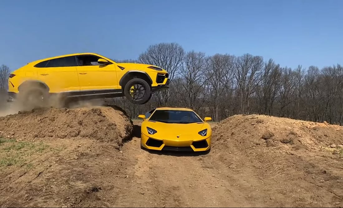 Youtuber salta sobre un Lamborghini Aventador en una Urus