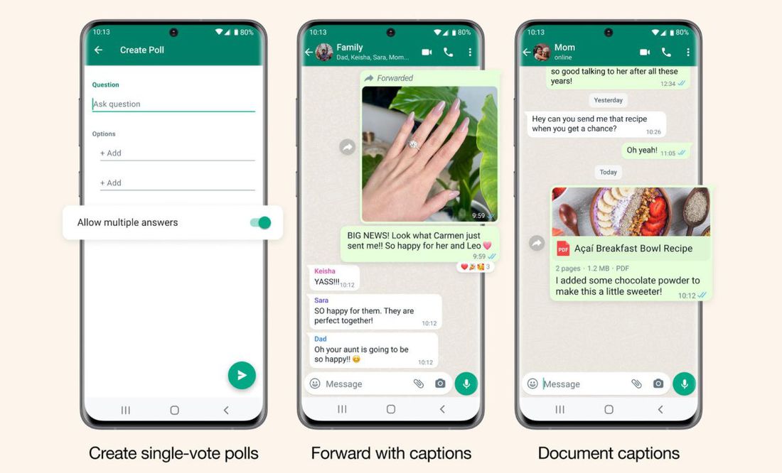 WhatsApp lanza actualización para encuestas y fotos