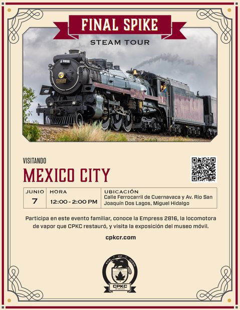 El próximo viernes 7 de junio, la Ciudad de México formará parte de este evento ferroviario con la locomotora Emperatriz 2816. Foto: especial