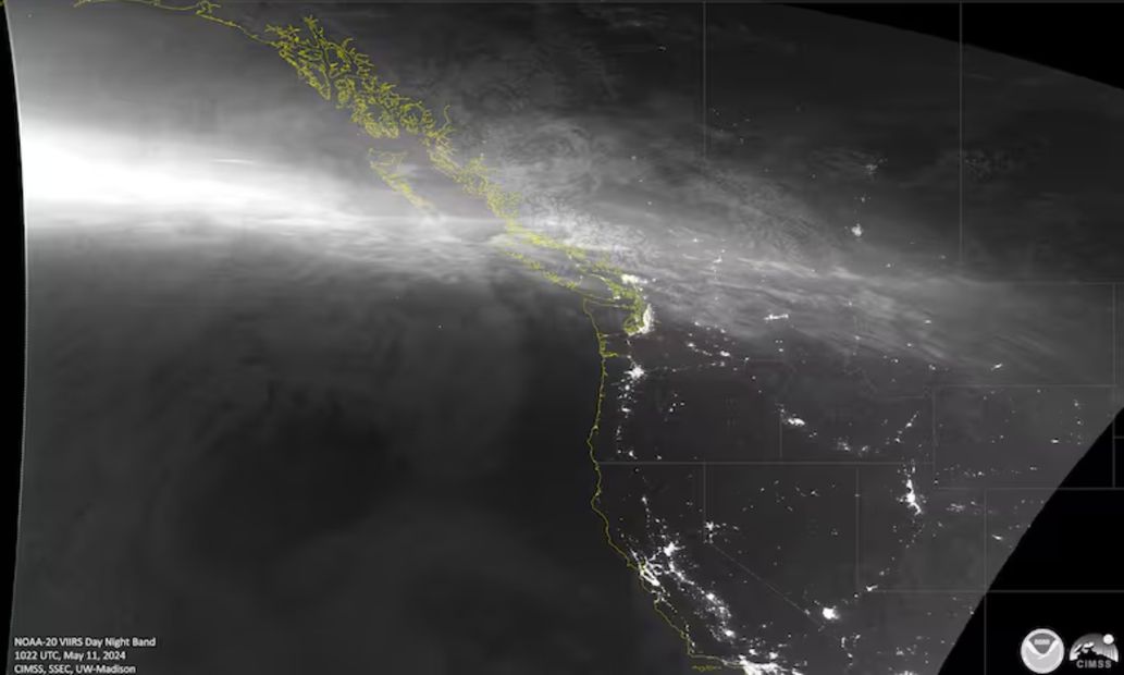El Instituto Cooperativo de Estudios de Satélites Meteorológicos (CIMSS) publicó el martes ocho imágenes satelitales de la tormenta solar del 11 de mayo. Foto: CIMSS