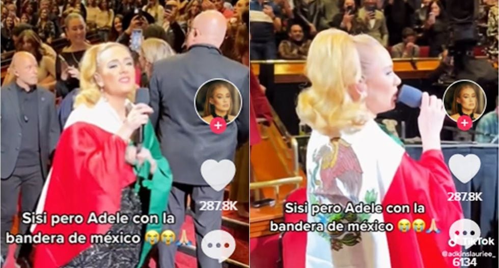 Adele abraza bandera de México en concierto en EU, ¿señal de que vendrá