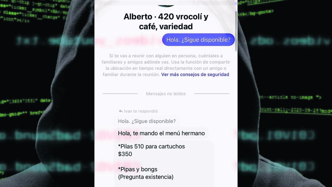 Basta con contactar al vendedor por messenger para obtener hasta el menú de narcóticos.