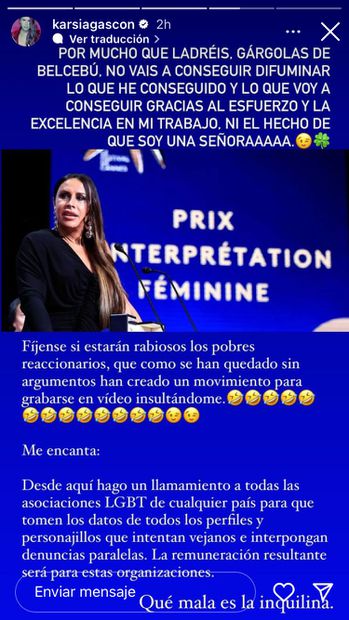 Karla Sofía Gascón lamenta que la ataquen por ser una mujer trans.
