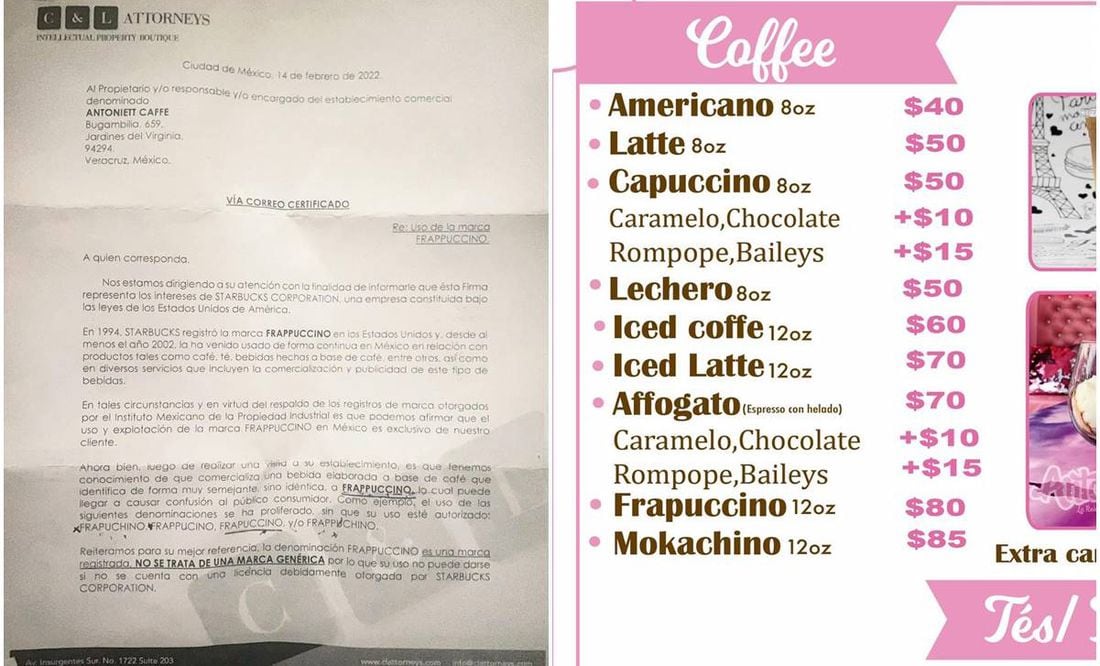 Abogados de Starbucks piden a cafetería local retirar palabra “frapuccino”