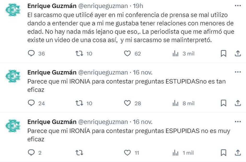 Enrique Guzmán aclaró lo que dijo en conferencia de prensa cuando le preguntaron sobre señalamientos de  supuesta pedofilia.