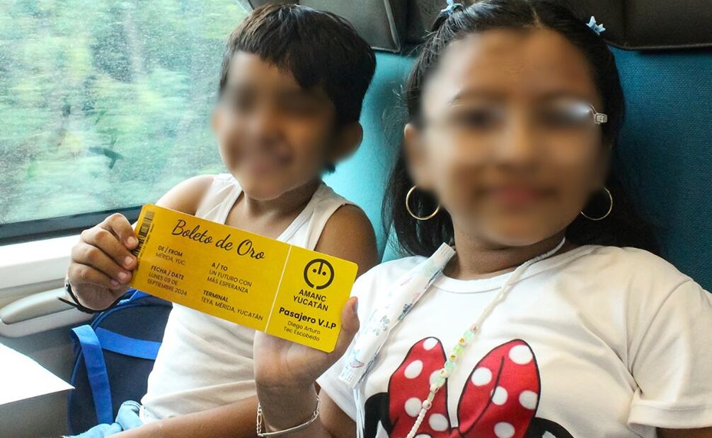 Niños con cáncer viajan en el Tren Maya con "boleto de oro". Foto: Tren Maya