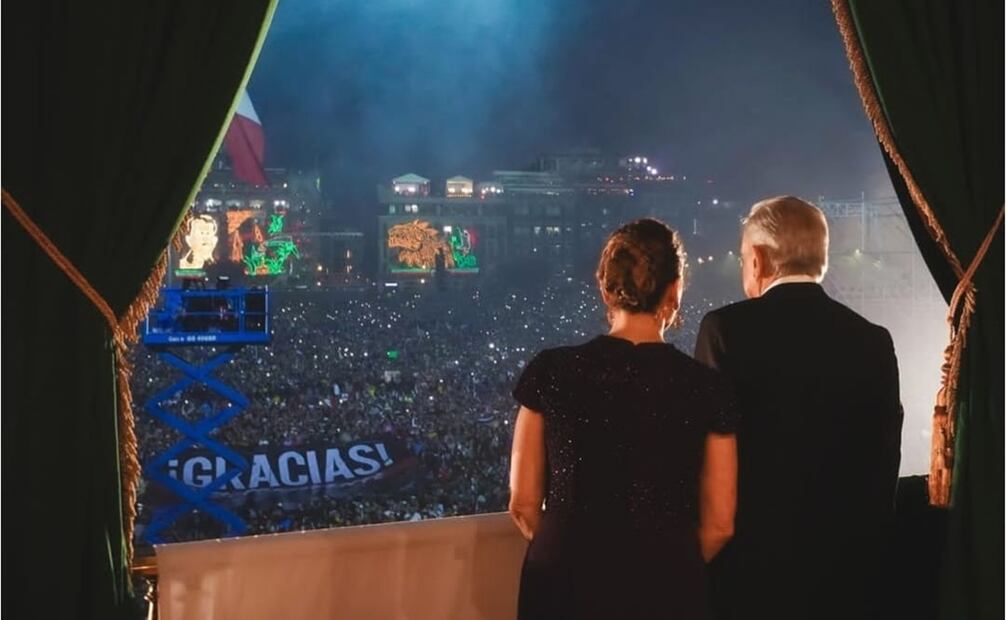 AMLO y Beatriz Gutiérrez Müller en el último Grito de Independencia. Foto: Instagram @beatrizgutierrezmuller