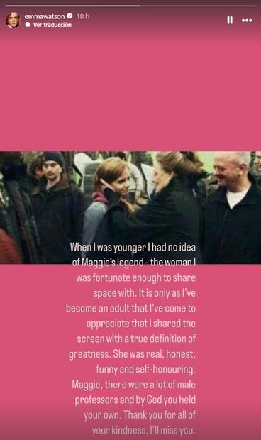 Emma Watson dedicó emotivo mensaje a  Maggie Smith.