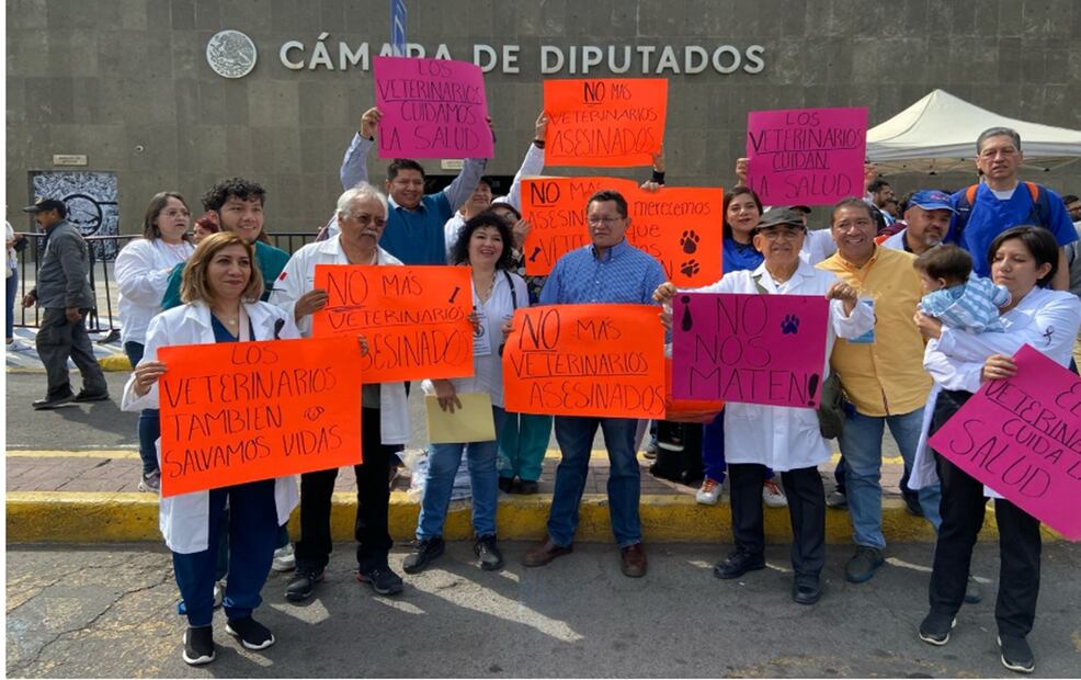 Veterinarios exigen justicia por el asesinato de Héctor Hernández Cañas el pasado 9 de febrero en Tultepec, Estado de México. Foto: Sharon Mercado/EL UNIVERSAL