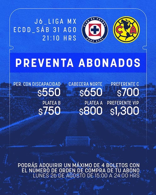 Anuncio de Cruz Azul de boletos para el Clásico Joven - Foto: Cruz Azul (x)