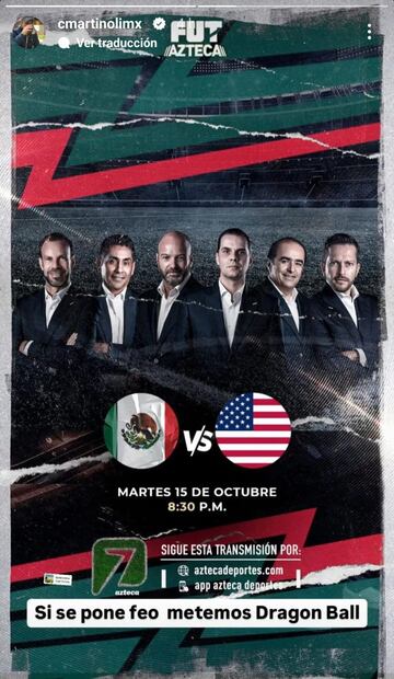 Christian Martinoli sobre el México vs Estados Unidos: “Si se pone feo metemos Dragon Ball”