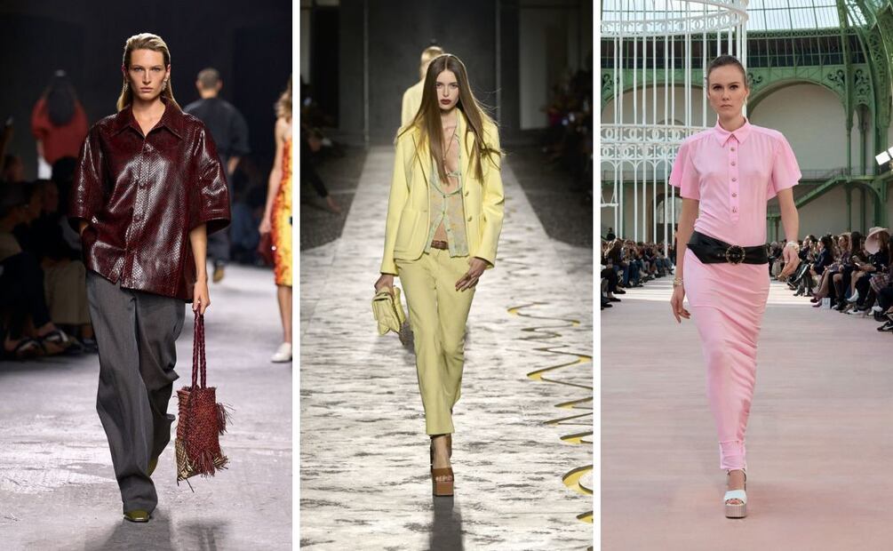 El burgundy y el amarillo mantequilla seguirán entre los colores favoritos este 2025. Foto: Bottega Veneta, Versace y Chanel