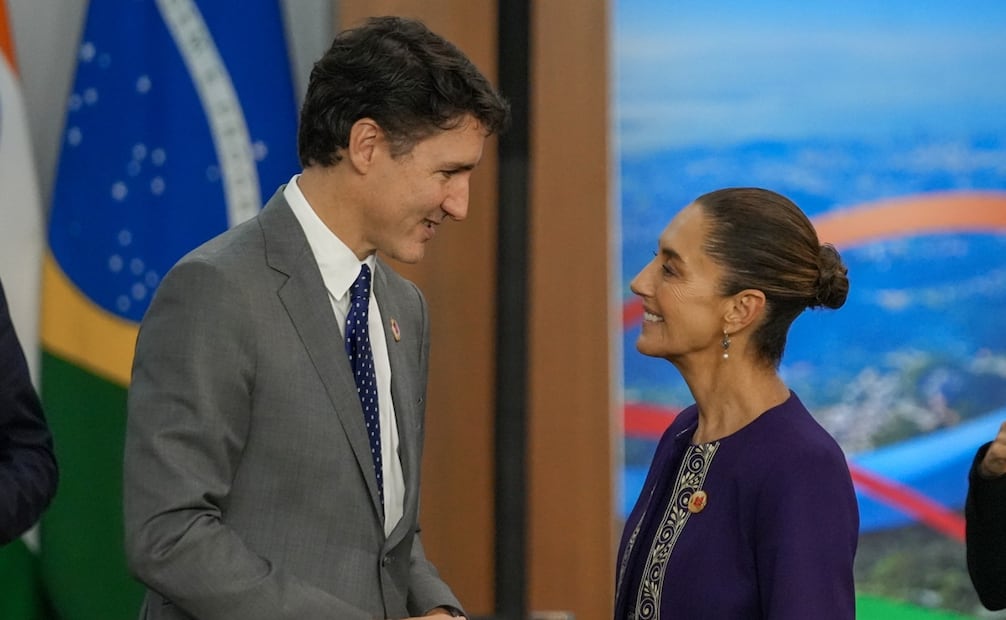 Justin Trudeau y Claudia Sheinbaum en la Cumbre G20. Foto: Presidencia