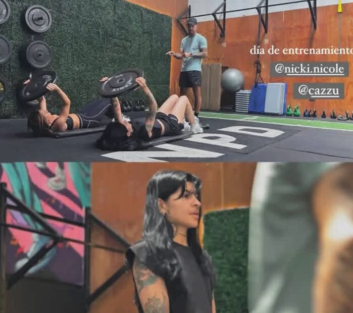 Cazzu y Nicki Nicole entrenando ayer, viernes 10 de enero.
Foto: Instagram