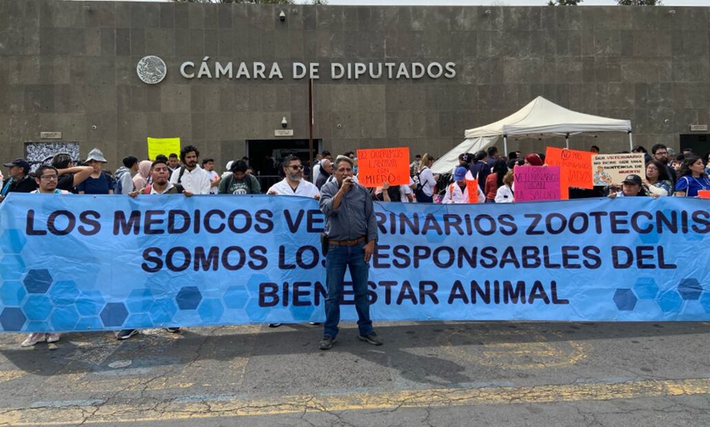 Veterinarios exigen justicia por el asesinato de Héctor Hernández Cañas el pasado 9 de febrero en Tultepec, Estado de México. Foto: Sharon Mercado/EL UNIVERSAL