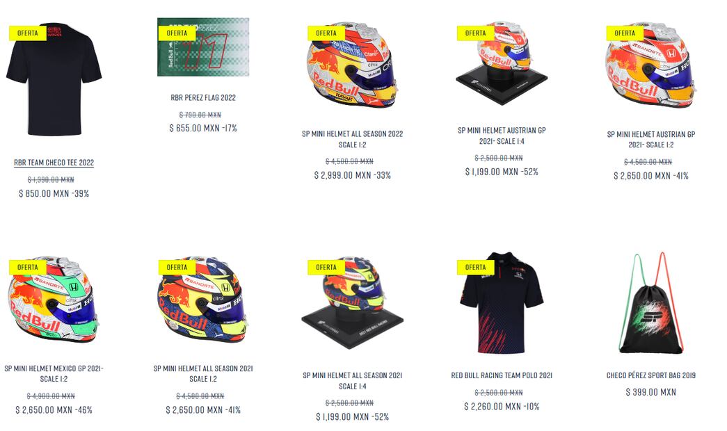 Descuentos en la tienda oficial de Checo Pérez