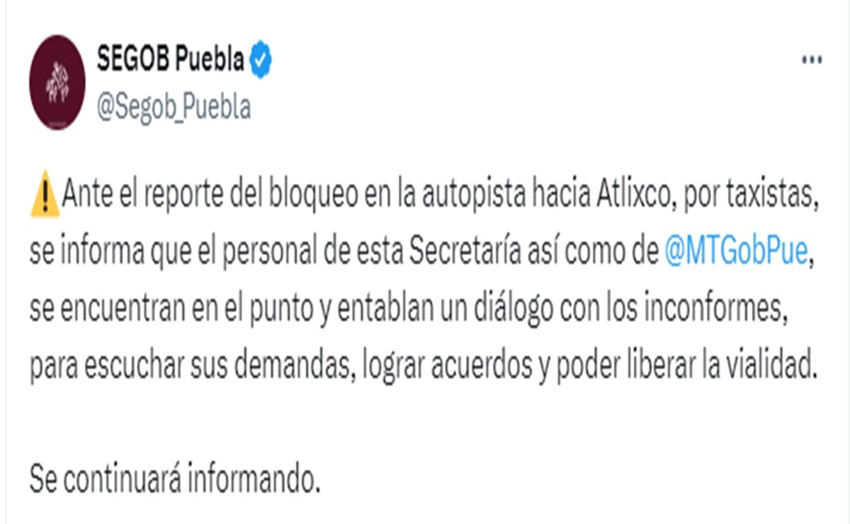 Gobierno de Puebla informa. Foto: Captura de pantalla
