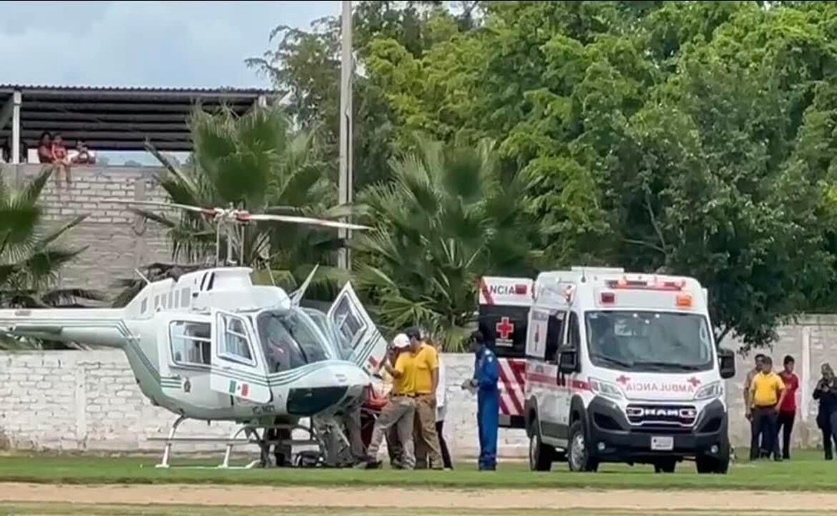 Niño de 5 años con lesión severa en el cráneo es trasladado en helicóptero al Hospital Pediátrico de Sinaloa. Foto: Javier Cabrera Martínez