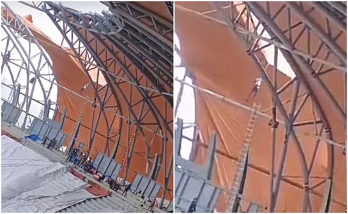 Strong wind surprises worker at GNP Stadium and goes viral on TikTok