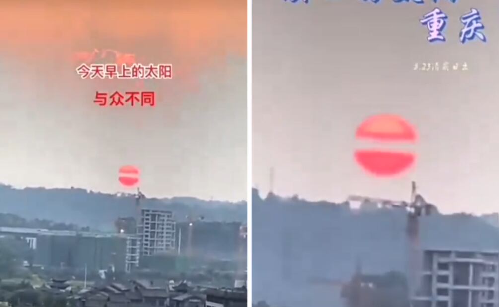 El reciente avistamiento de un sol "partido" en China ha causado revuelo entre los habitantes de Chongqing y los internautas. Foto: Captura de pantalla en X