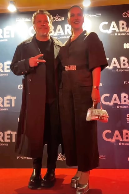 Litzy y chef Poncho Cadena en el estreno de la nueva temporada de "Cabaret".
<p>Foto: Instagram