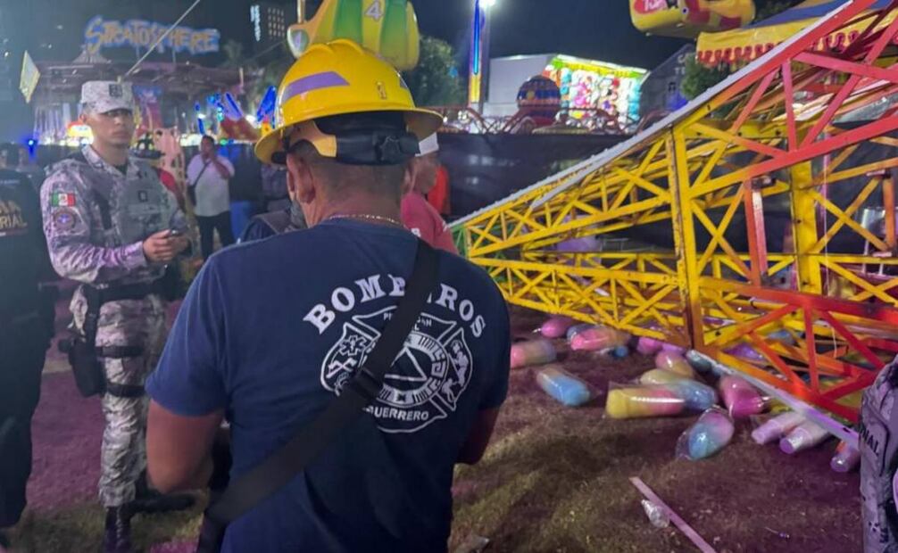 Juego mecánico en feria de Acapulco se desploma (23/12/2024). Foto: Captura de pantalla