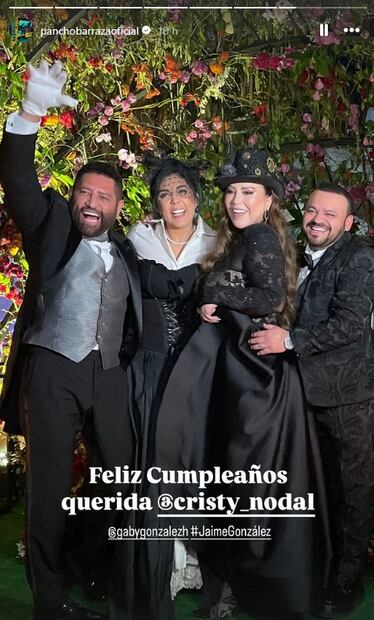 Pancho Barraza y su esposa, invitados al cumpleaños de Cristy Nodal, quien aparece con su esposo Jaime González.