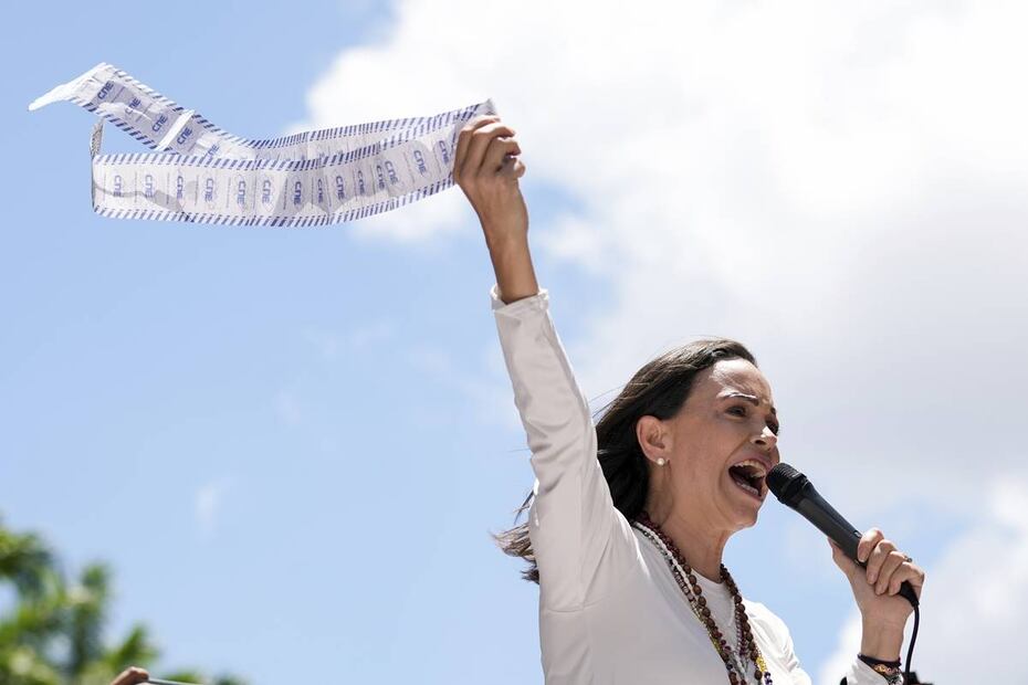 La líder de la oposición María Corina Machado es la mayor opositora  contra la reelección del presidente Nicolás Maduro. FOTO:AP