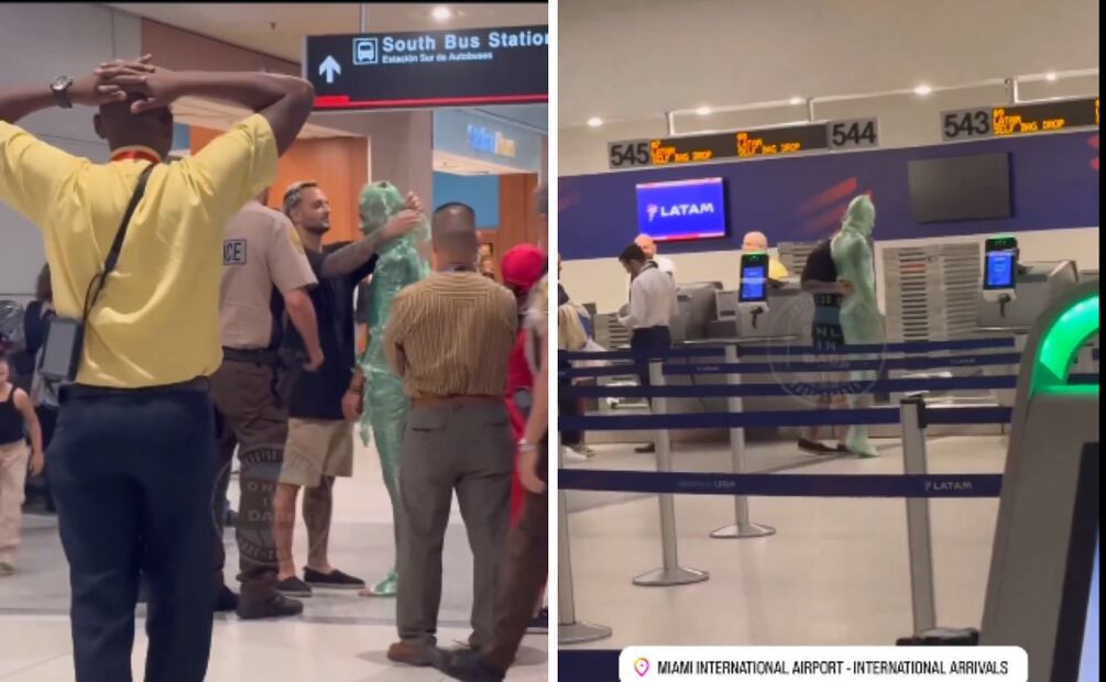 El sorprendente incidente en el aeropuerto de Miami involucró a un hombre que intentó abordar un vuelo de LATAM Airlines simulando ser equipaje. Foto: Captura de pantalla