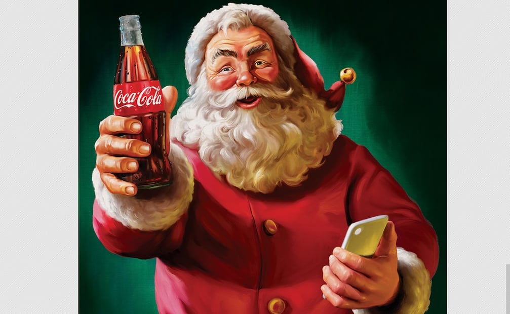 La imágen de Santa, es uno de los referentes emblemáticos durante du publicidad navideña. Foto: Coca-cola