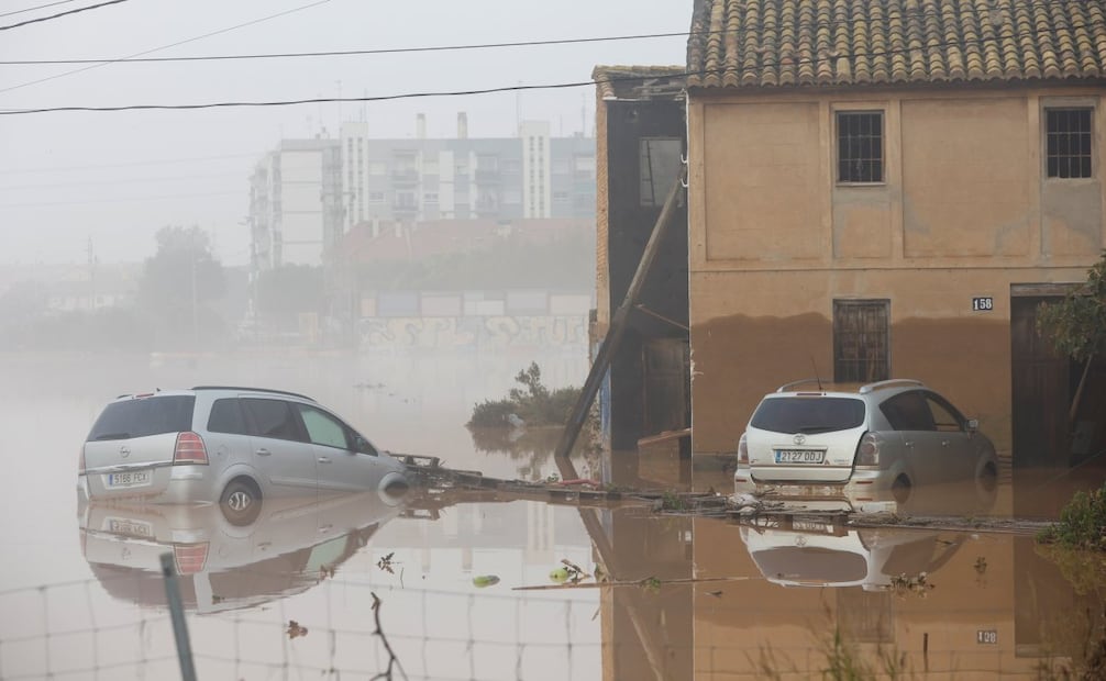 Vista general de una alquería en Sedaví anegada a causa de las lluvias torrenciales de las últimas horas. Foto: EFE