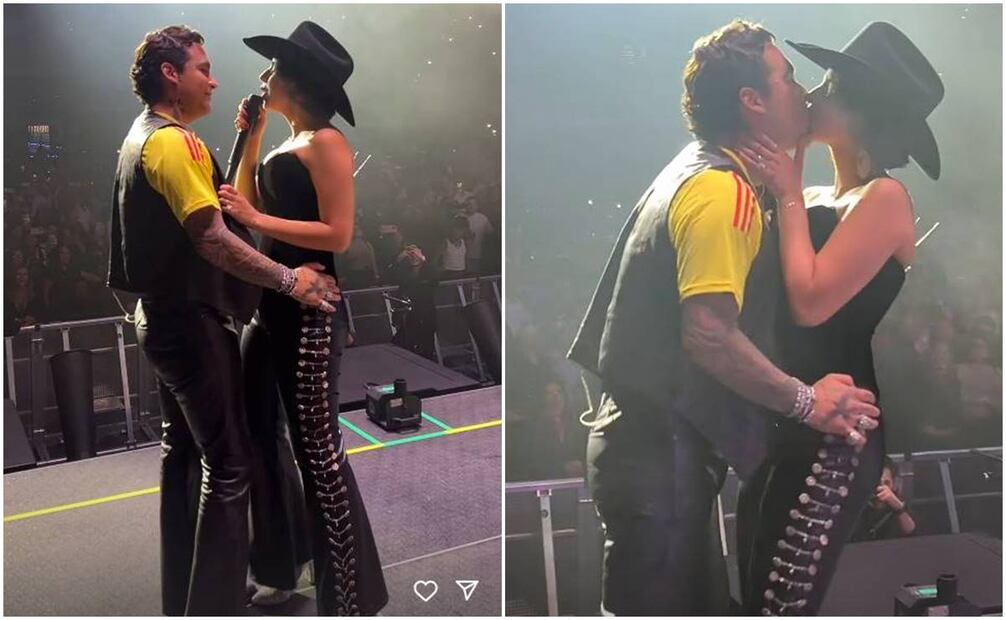 Christian Nodal y Ángela Aguilar presumen su amor mientras cantan "Dime cómo quieres" en Colombia. Pepe Aguilar compartió en sus redes el momento de los recién casados.