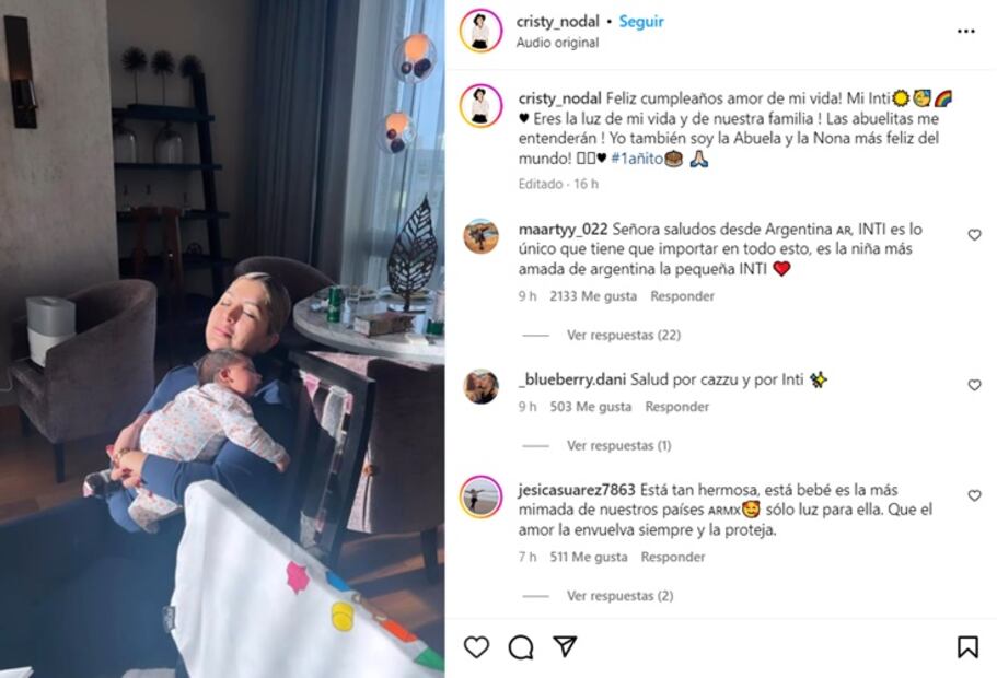 Con este mensaje, la madre de Nodal felicitó a su nieta. Foto: Instagram