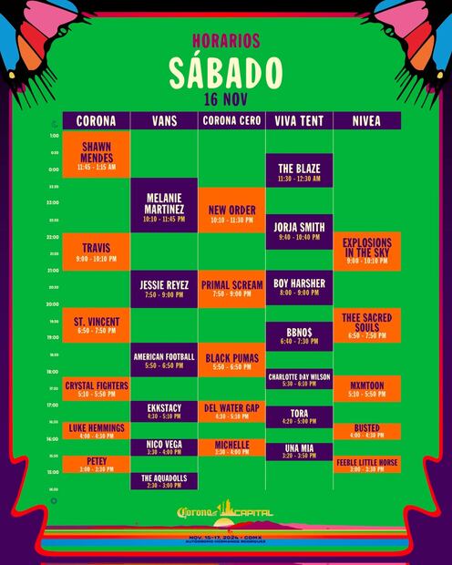 Horario sábado. Corona Capital 2024.