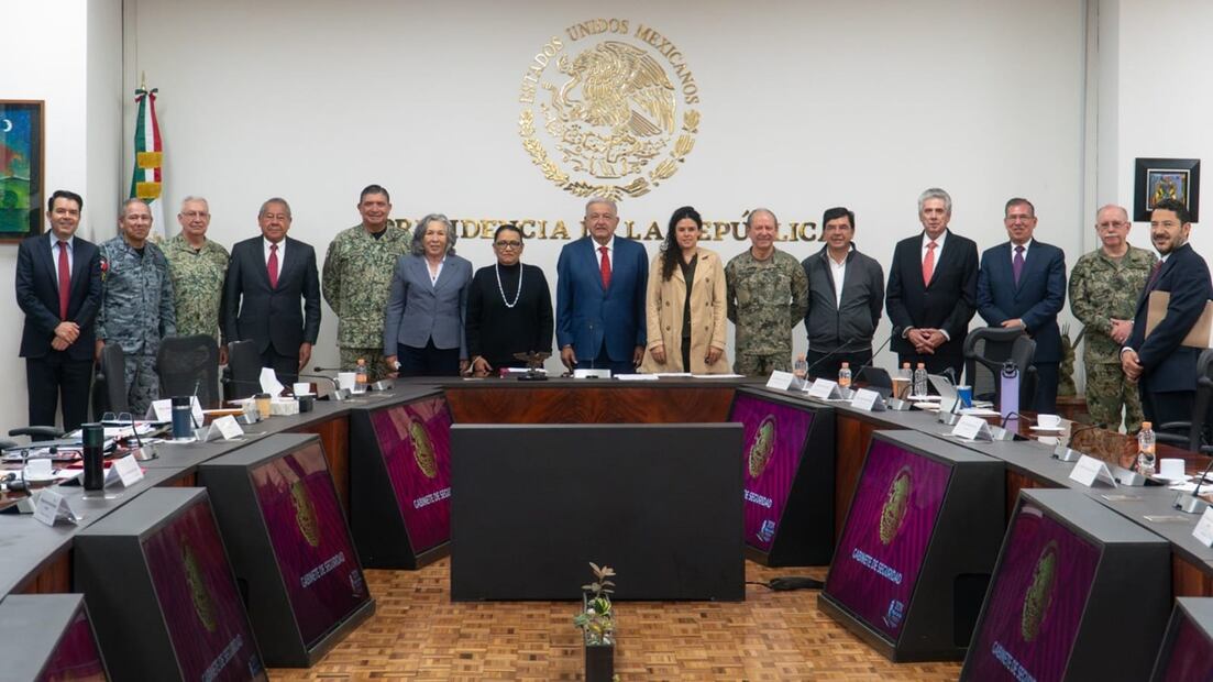 Despedida de AMLO del Gabinete de Seguridad. Foto: X @rosaicela_