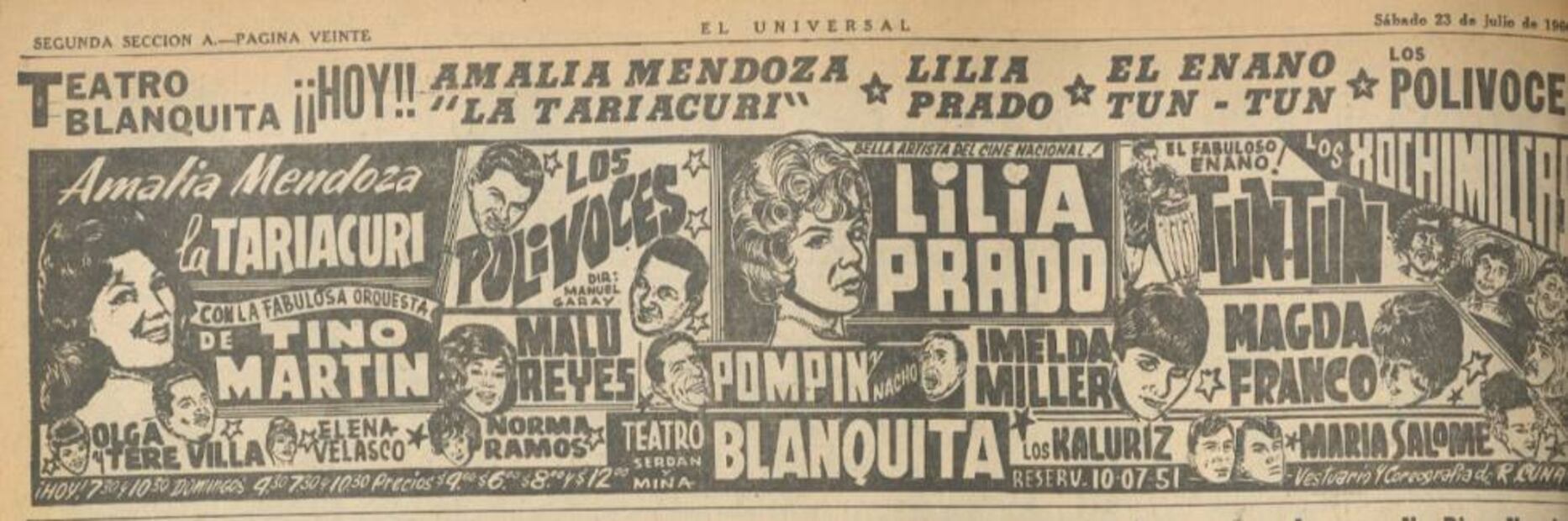 El enano "Tun Tun" era parte de la cartelera humorística del espectáculo en México en la década de 1960. Hemeroteca EL UNIVERSAL.