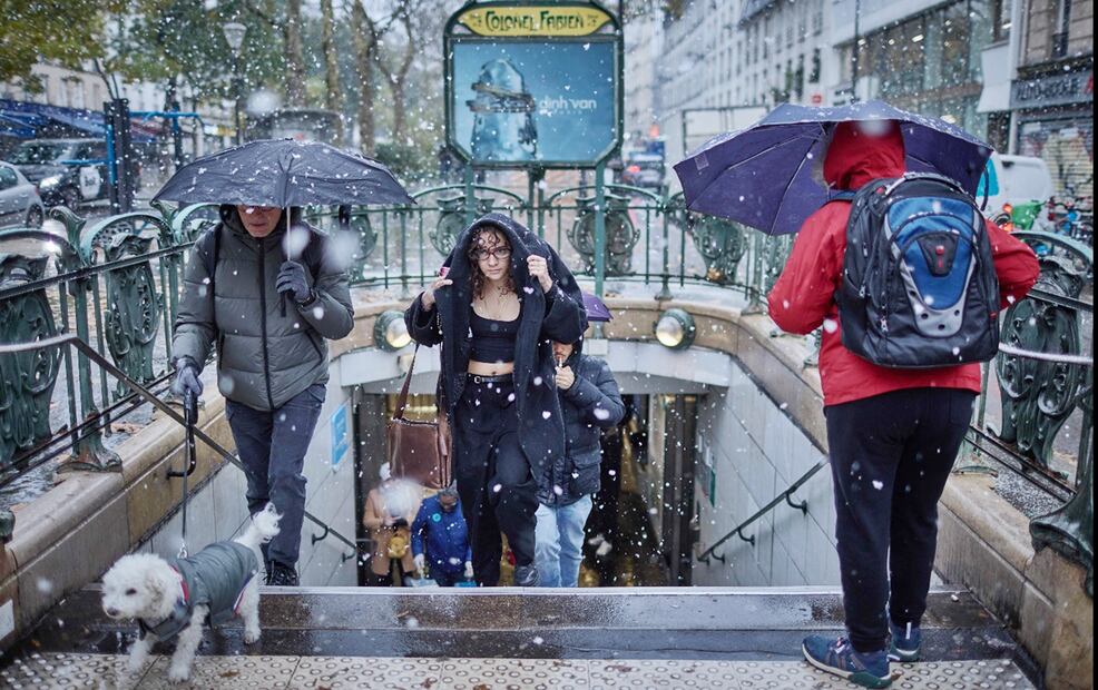 Nieva en París. Foto: AFP