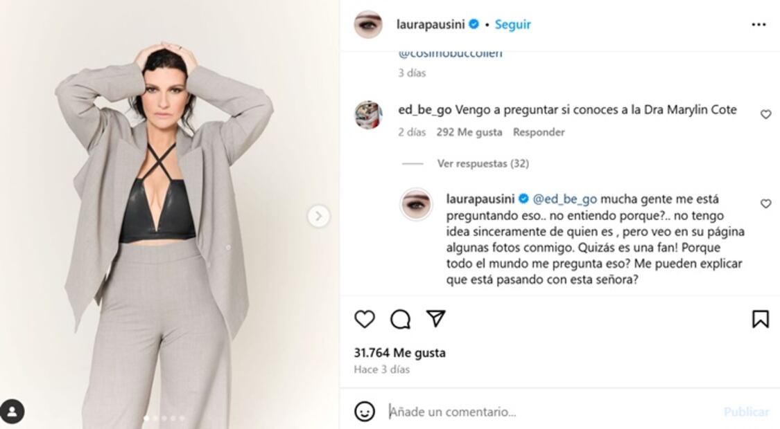 Así fue como Pausini se deslindó de la supuestas psiquiatra. Foto: Captura de pantalla.