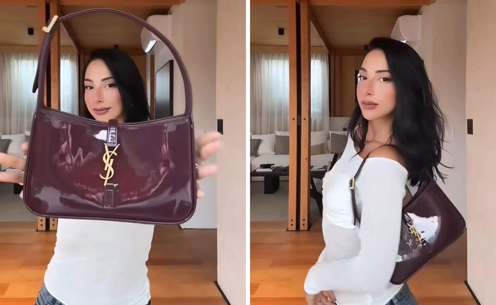 El bolso hobo Le 5 à 7 de Saint Laurent también está disponible en charol. Foto: Instagram @oficialmariachacon