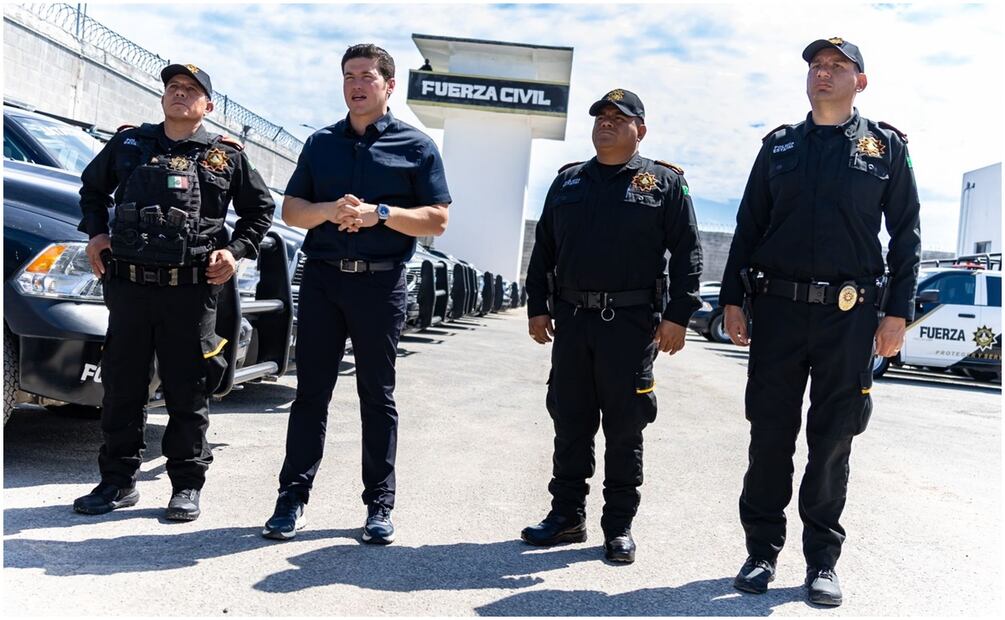 Samuel García supervisa destacamento de Fuerza Civil en Nuevo León. Foto: Especial