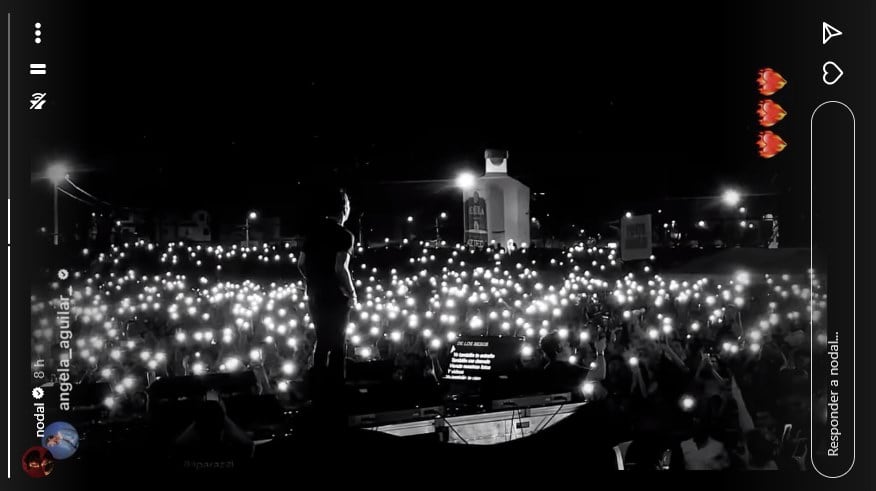 Ángela Aguilar comparte video de su novio Christian Nodal durante su concierto en Ecuador; él también compartió dicho contenido en sus redes.