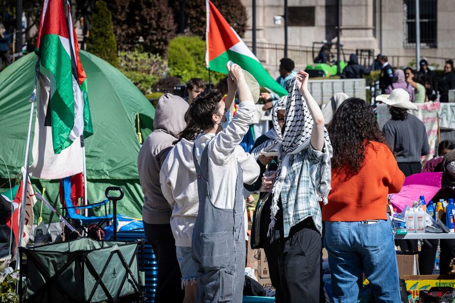 Un campamento de protesta a favor de los palestinos, el lunes 22 de abril de 2024, en la Universidad de Columbia, en Nueva York. Foto: AP Foto/Stefan Jeremiah