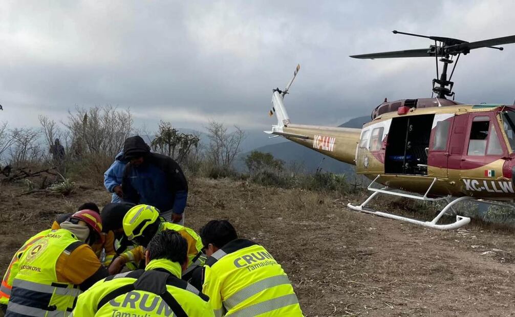 Rescatan en helicóptero a campesino en sierra de Tamaulipas (06/01/2025). Foto: Especial