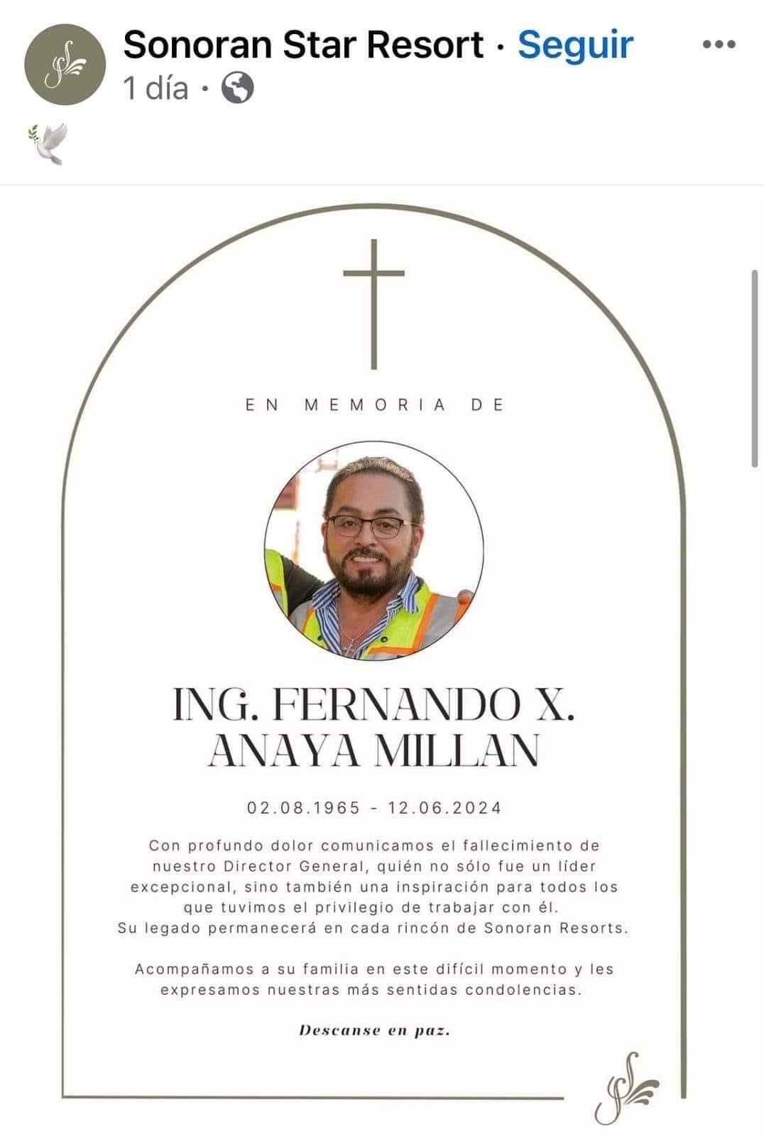 El Ayuntamiento envió condolencias a la familia y reconoció a Fernando Xavier Anaya Millán. Foto: especial