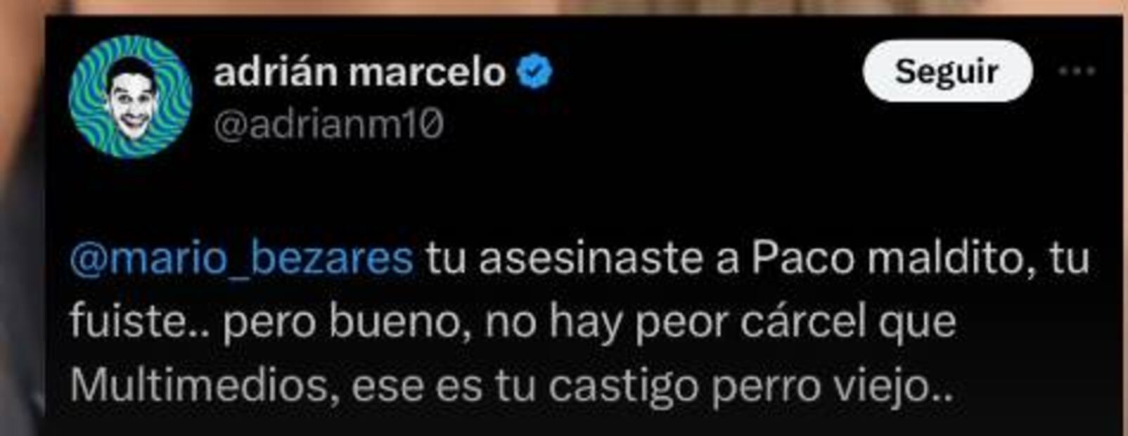 Brenda Bezares muestra el mensaje en la cuenta de Adrián Marcelo.