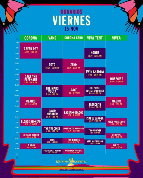 Horario del viernes. Corona Capital 2024.