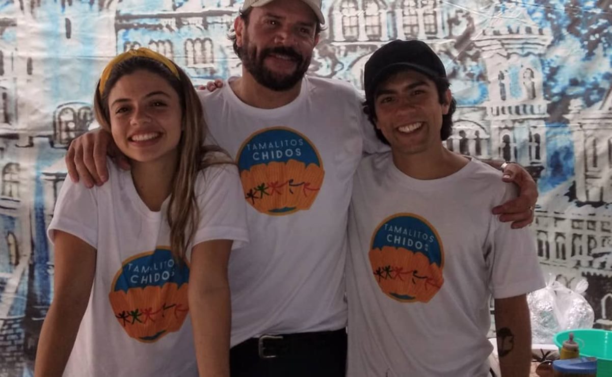 Héctor Parra, su hija Daniela y su novio, comenzaron con el negocio de la venta de tamales; esta foto es de 2021.