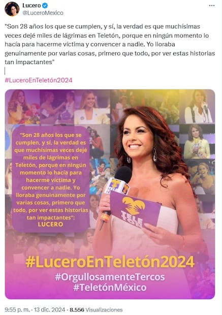 Lucero, presente en el Teletón México 2024.