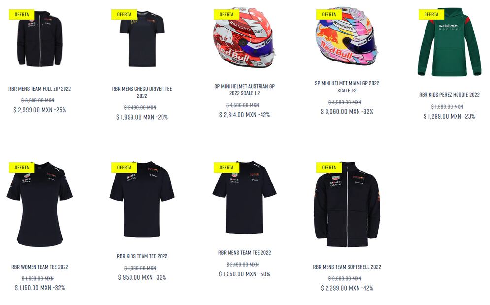 Descuentos en la tienda oficial de Checo Pérez