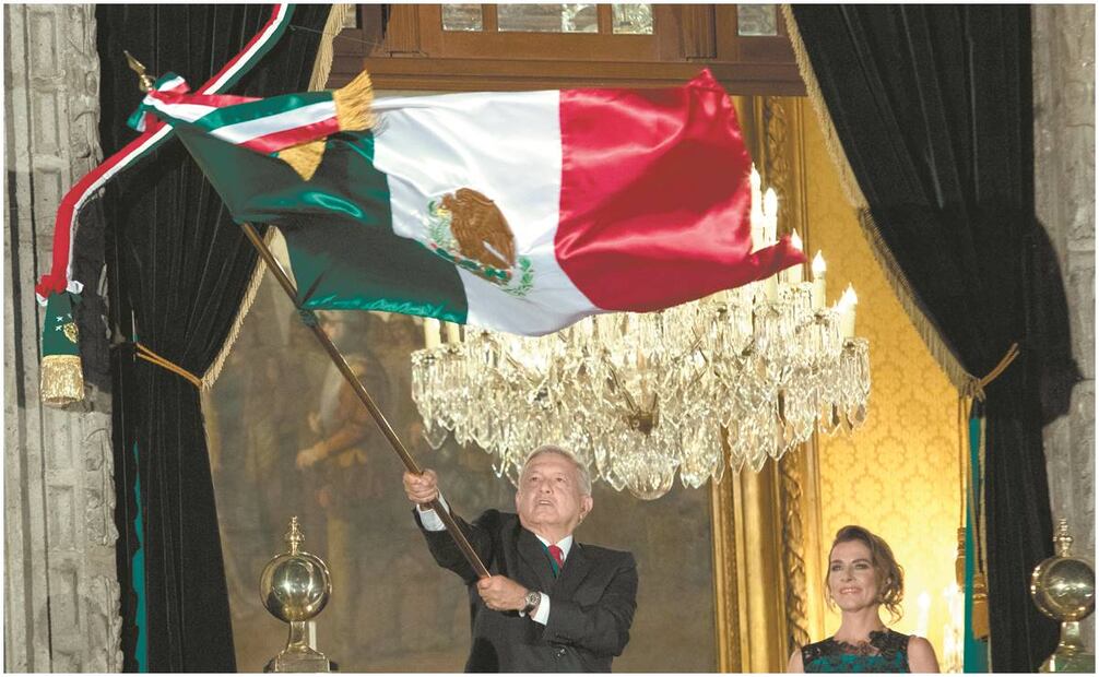 Andrés Manuel López Obrador, Presidente de México, encabeza el grito de Independencia de 2019. Foto: Moisés Pablo / Cuartoscuro